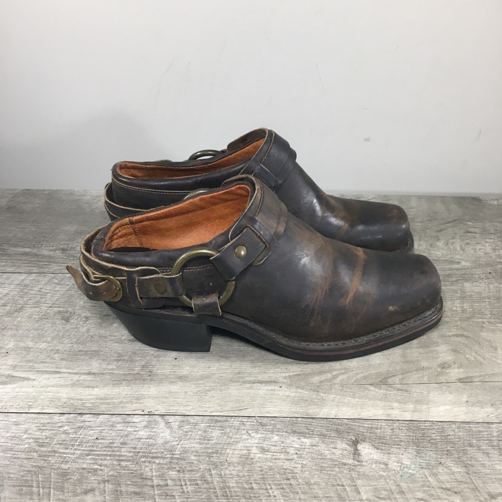 Frye 70760 Belted Harness Mules Clogs Riding Motorcycle Women's Shoes Size 7.5 M